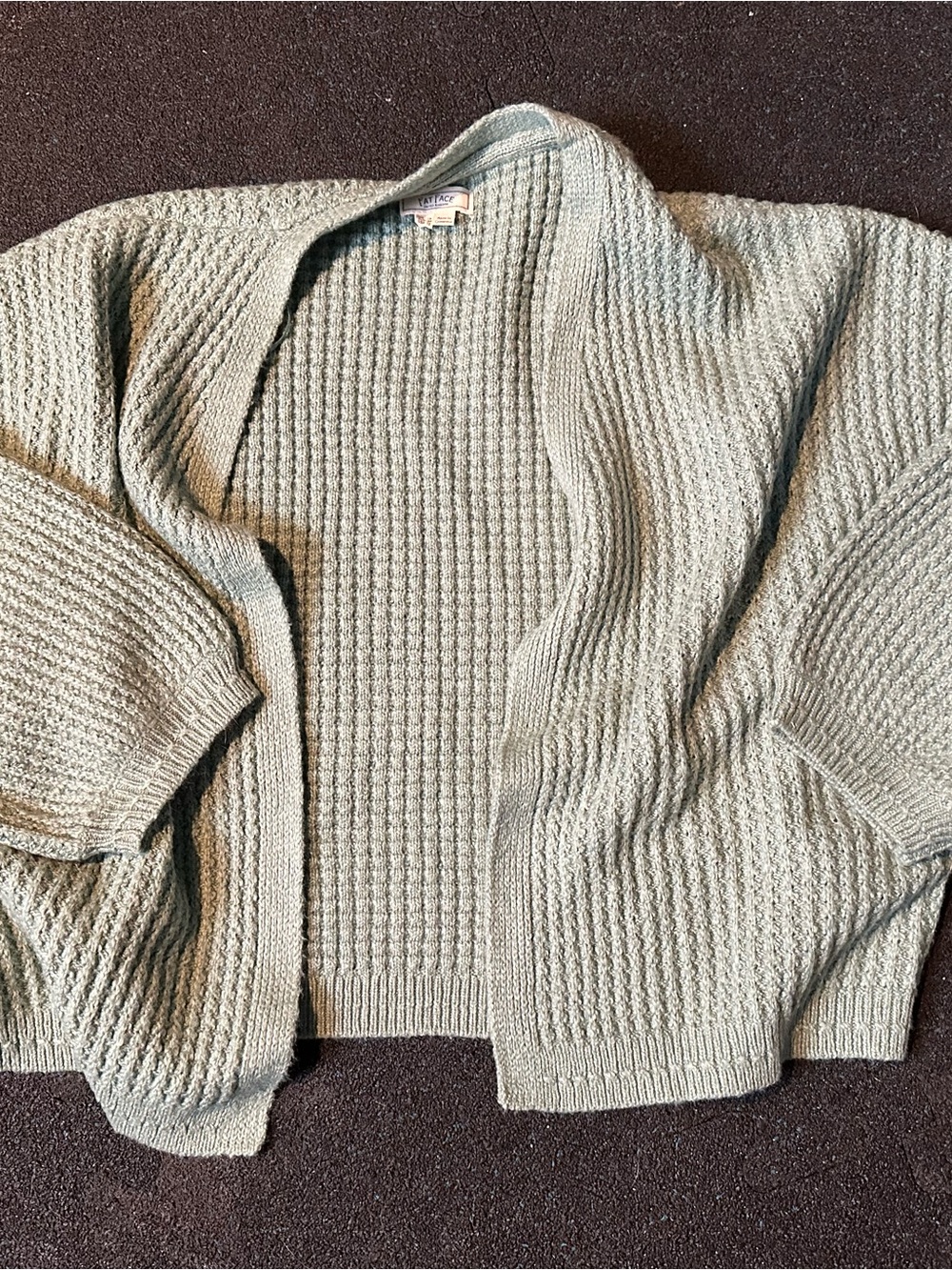 Fat Face Sage Green Open-Front Knit Cardigan